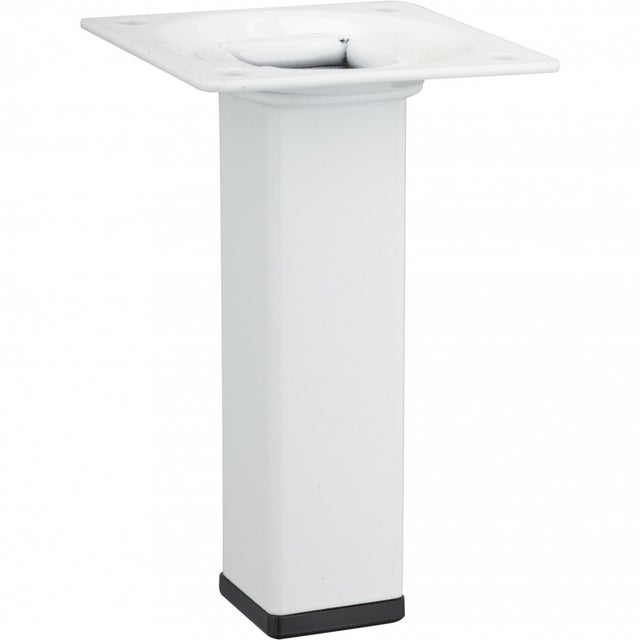 Pied de meuble carré fixe acier époxy blanc, 10 cm