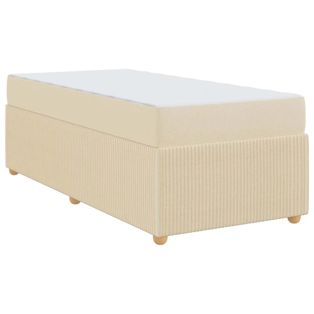 Cadre de lit avec matelas avec matelas Crème 100 x 200 cm tissu - 2