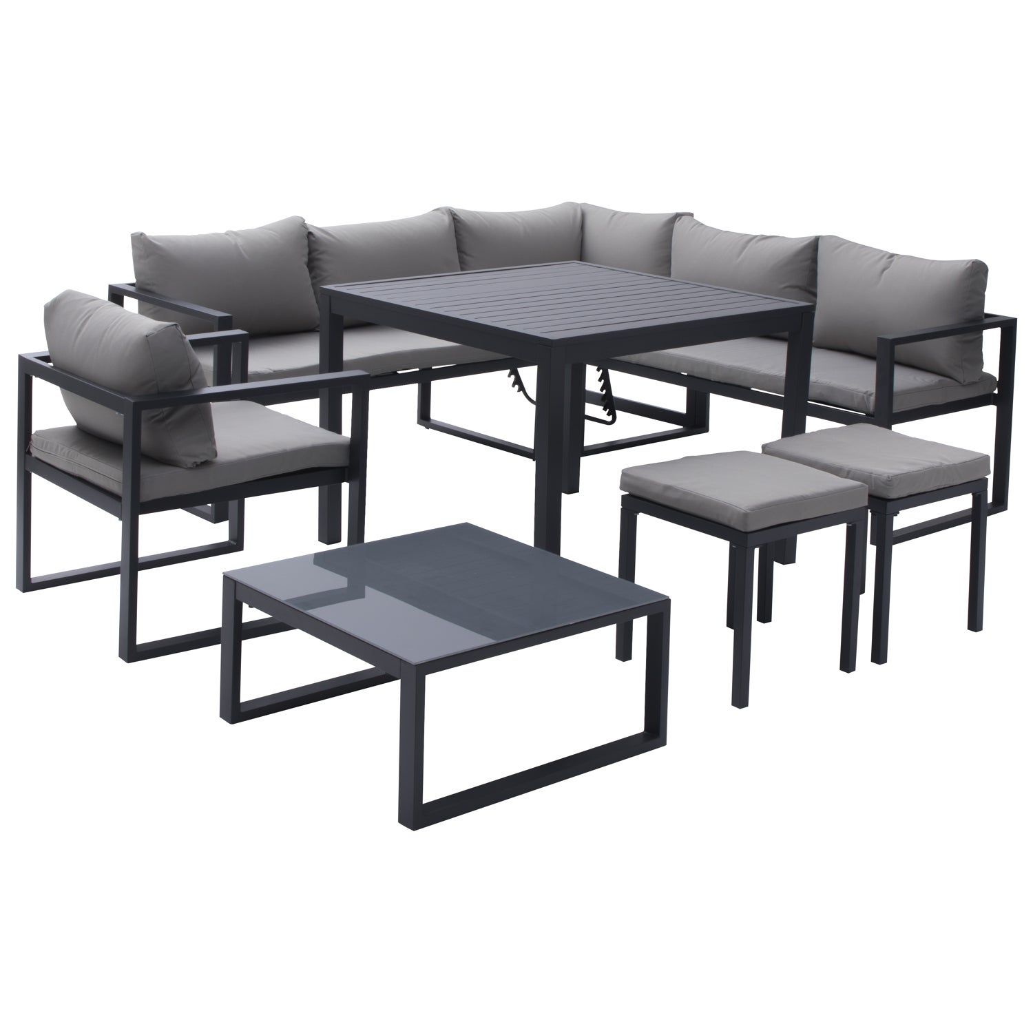 Salon de jardin 7 places gris et aluminium anthracite IBIZA - 2