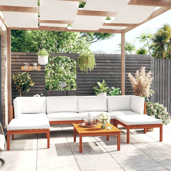 VidaXL Set da Pranzo da Giardino 7 pz con Cuscini in Legno di Teak VidaXL Set da Pranzo da Giardino 7 pz con Cuscini in Legno di Teak