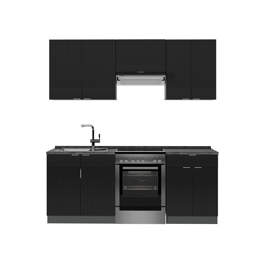 Vicco Aneks kuchenny Fame-Line, Czarny w paski/antracyt, 200 cm , BP Antracyt
