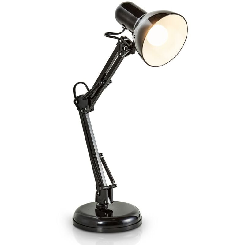 Lampa biurkowa LED, czarna lampa stołowa w stylu retro z metalu, z możliwością regulacji i obrotu