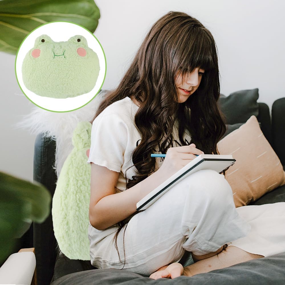 Coussin De Siège En Peluche Forme Grenouille - Antidérapant - 40x75cm - Pour Chaise De Bureau, Voiture, Chambre (Vert)