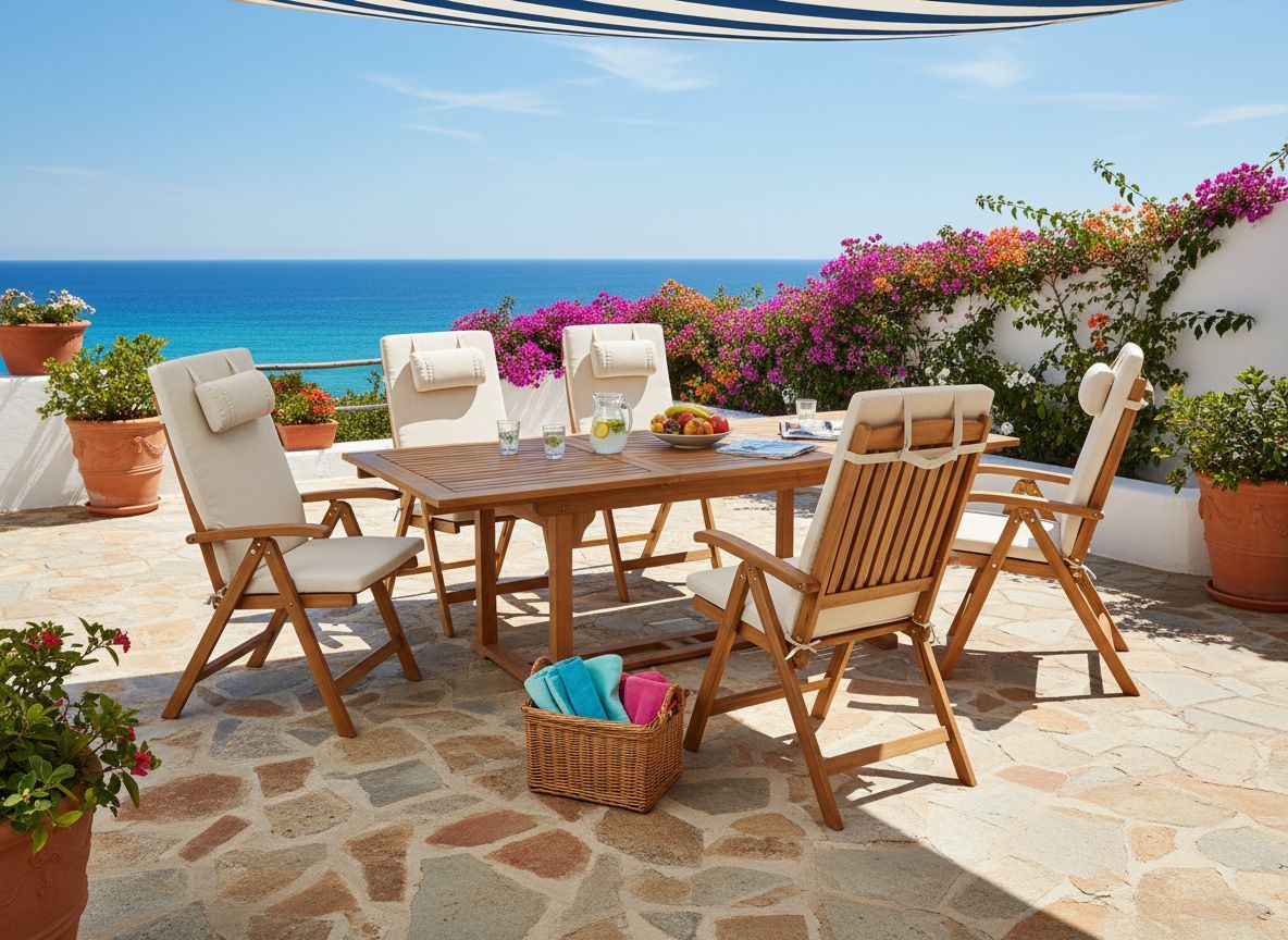 Set dining pentru grădină cu 6 locuri JAVA PREMIUM Bej deschis Lemn de acacia
