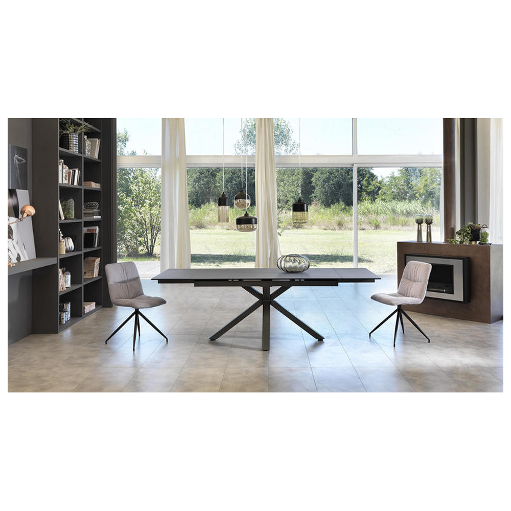 Rozkładany stół od 160 cm do 240 cm Nowoczesny blat ceramiczny na szkle hartowanym w kolorze grafitowym