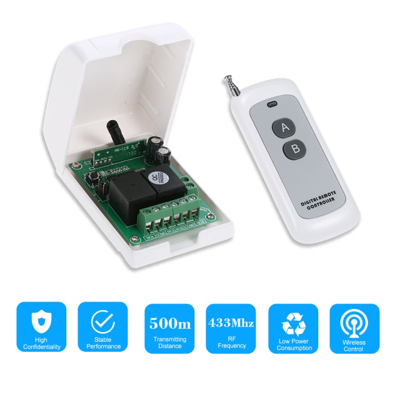 Kit émetteur/récepteur RF 433 MHz - Pour Maison Intelligente, Télécommandes, Portails, Alarmes - Portée Jusqu’à 100m - 9