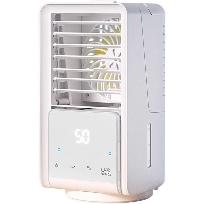 4 w 1 mini klimatyzator przenośny, duży zbiornik na wodę o pojemności 700 ml, funkcja chłodzenia mgiełką, kolor biały