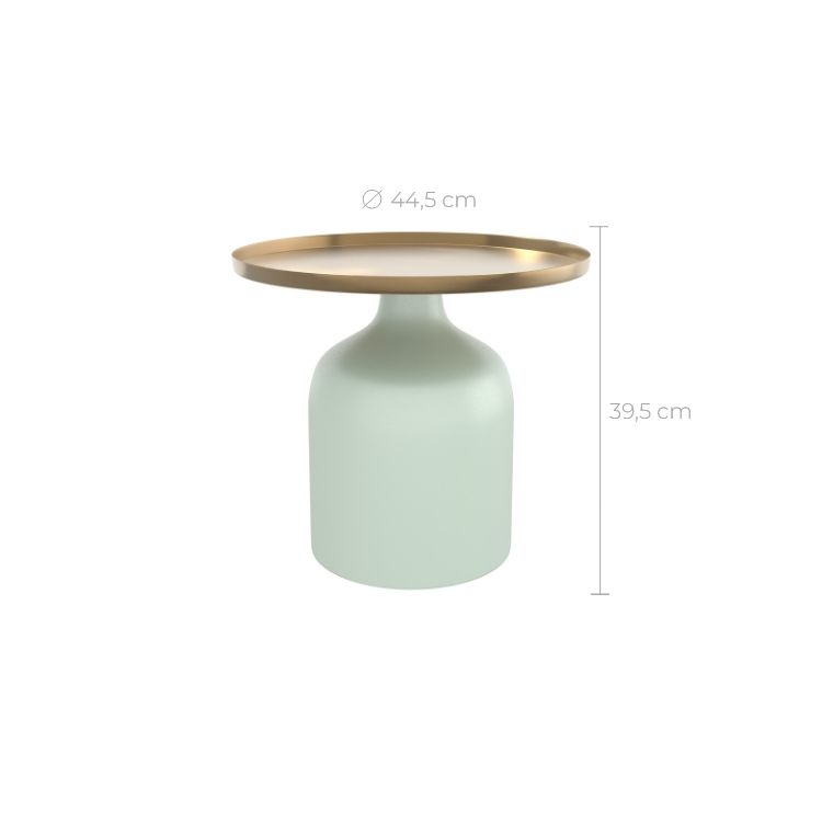 Table d'appoint ronde en métal vert d'eau et laiton D44,5 cm - Lyne - 4