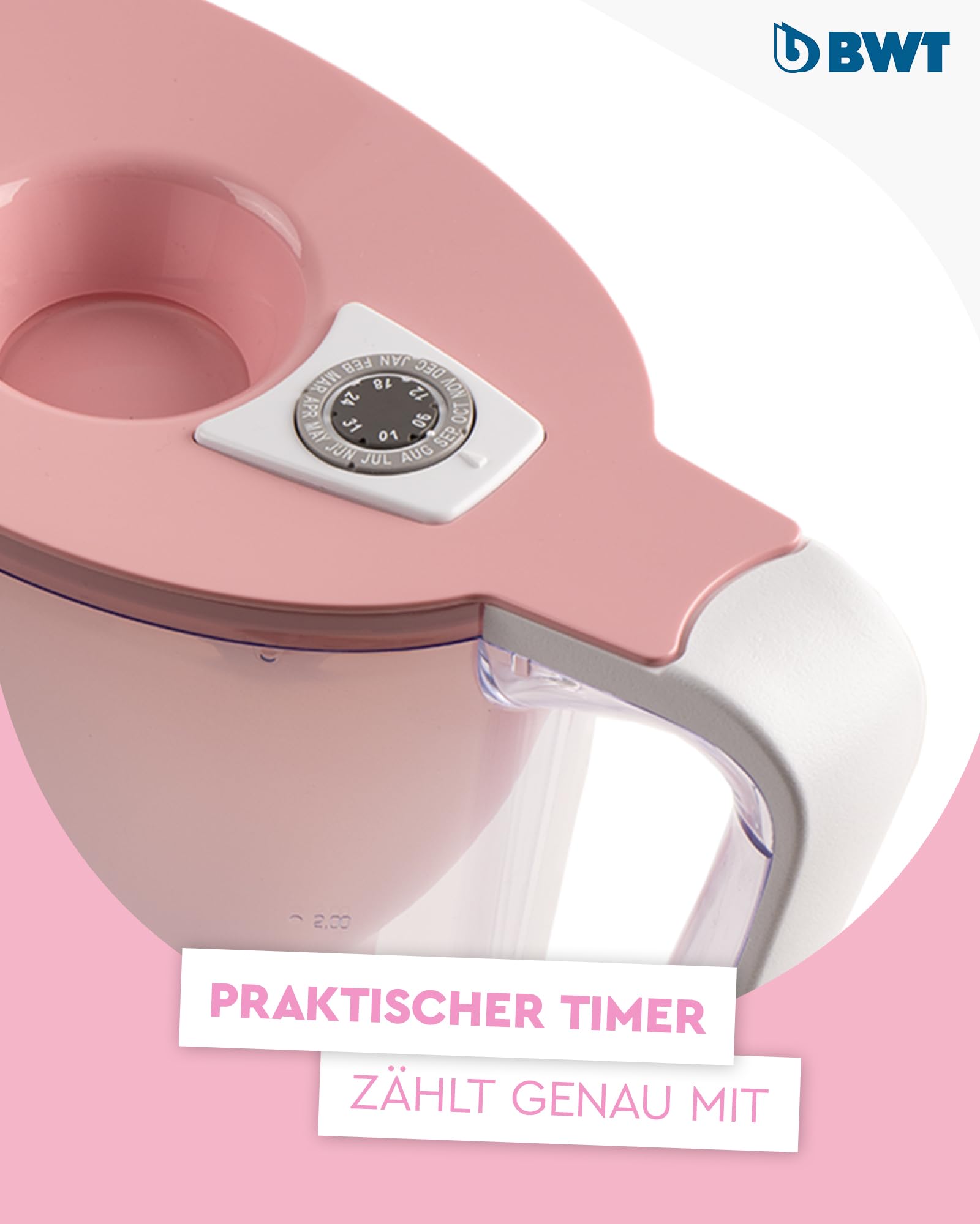 BWT AQUAlizer Home | Rosa | con 1 cartuccia filtrante al magnesio | Filtro acqua potabile | Per alimenti e bevande | Filtra calcare, cloro, piombo e r - 2