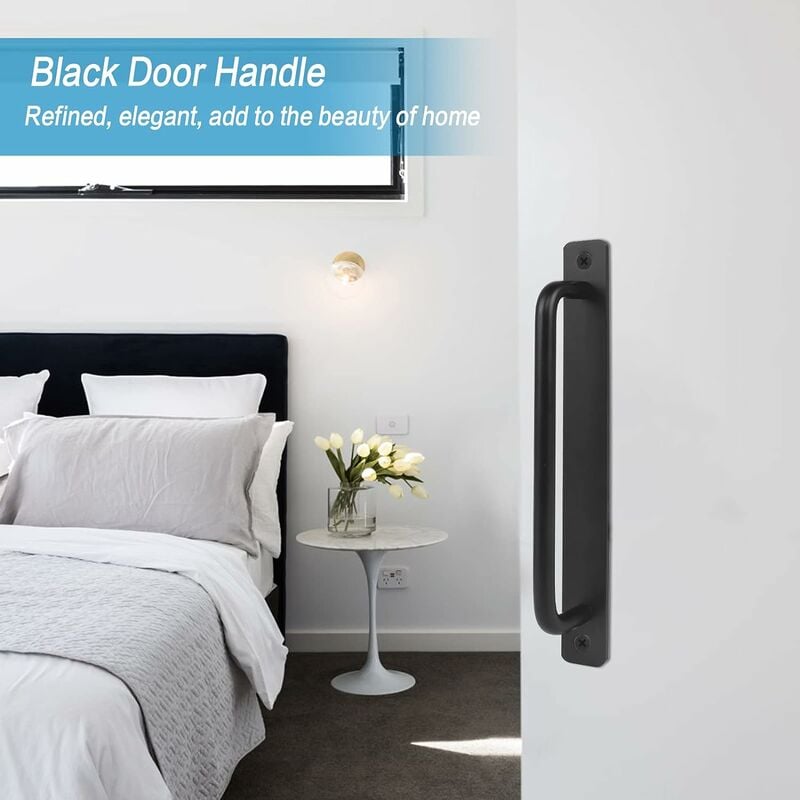 Poignée de Porte 2Pcs Poignée de Porte Noire en Alliage d'aluminium Poignée de Porte Coulissante Lourde avec 4 Vis, Noir, 211MM - 2