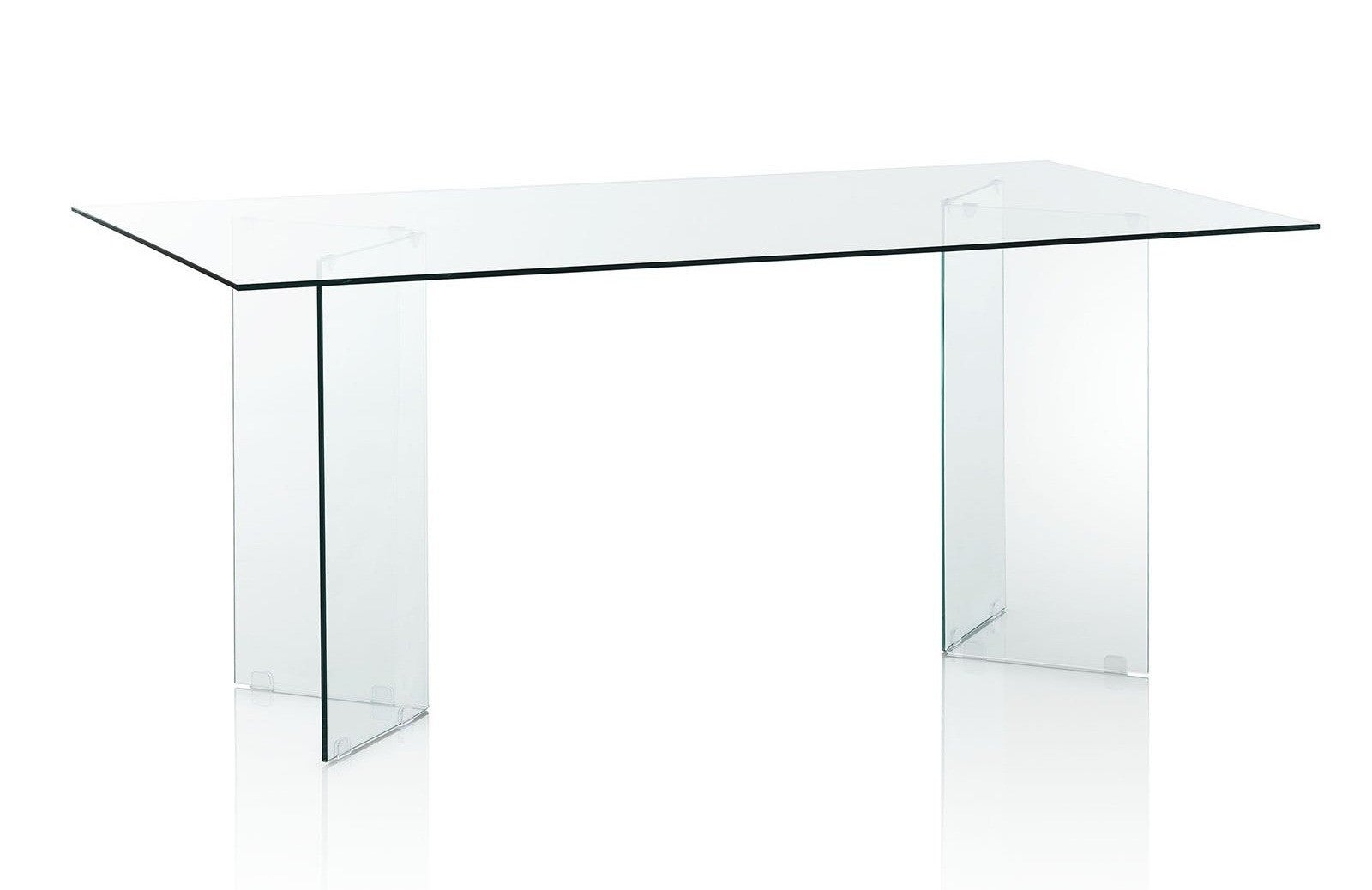 Table Console Transparente 220 X 35 X 75,5 Cm - Verre Trempé Et Acier, étagère Basse, Design Moderne