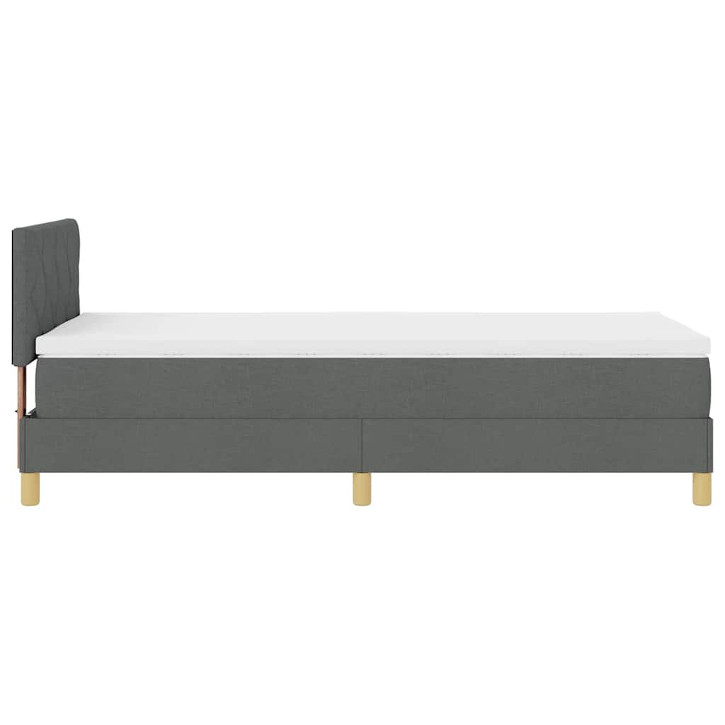 Cadre de lit avec matelas Gris foncé 90 x 200 cm tissu - 9