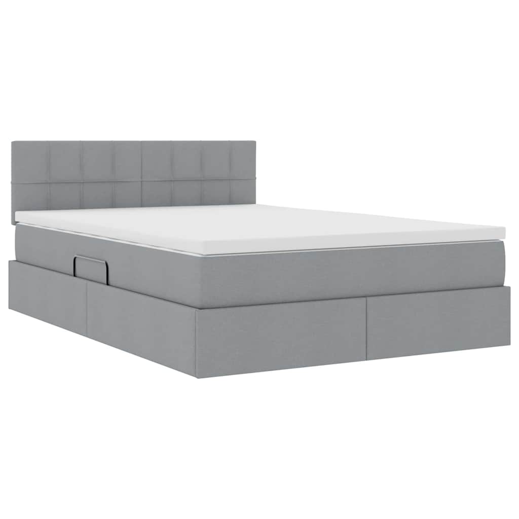 Lit avec rangement et matelas gris clair 140 x 200 cm velours - 5