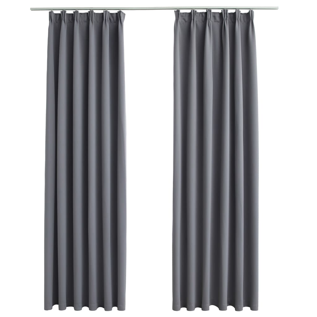 2 piezas cortinas opacas | cortinas oscurantes con ganchos gris 140x245 cm cfw31370