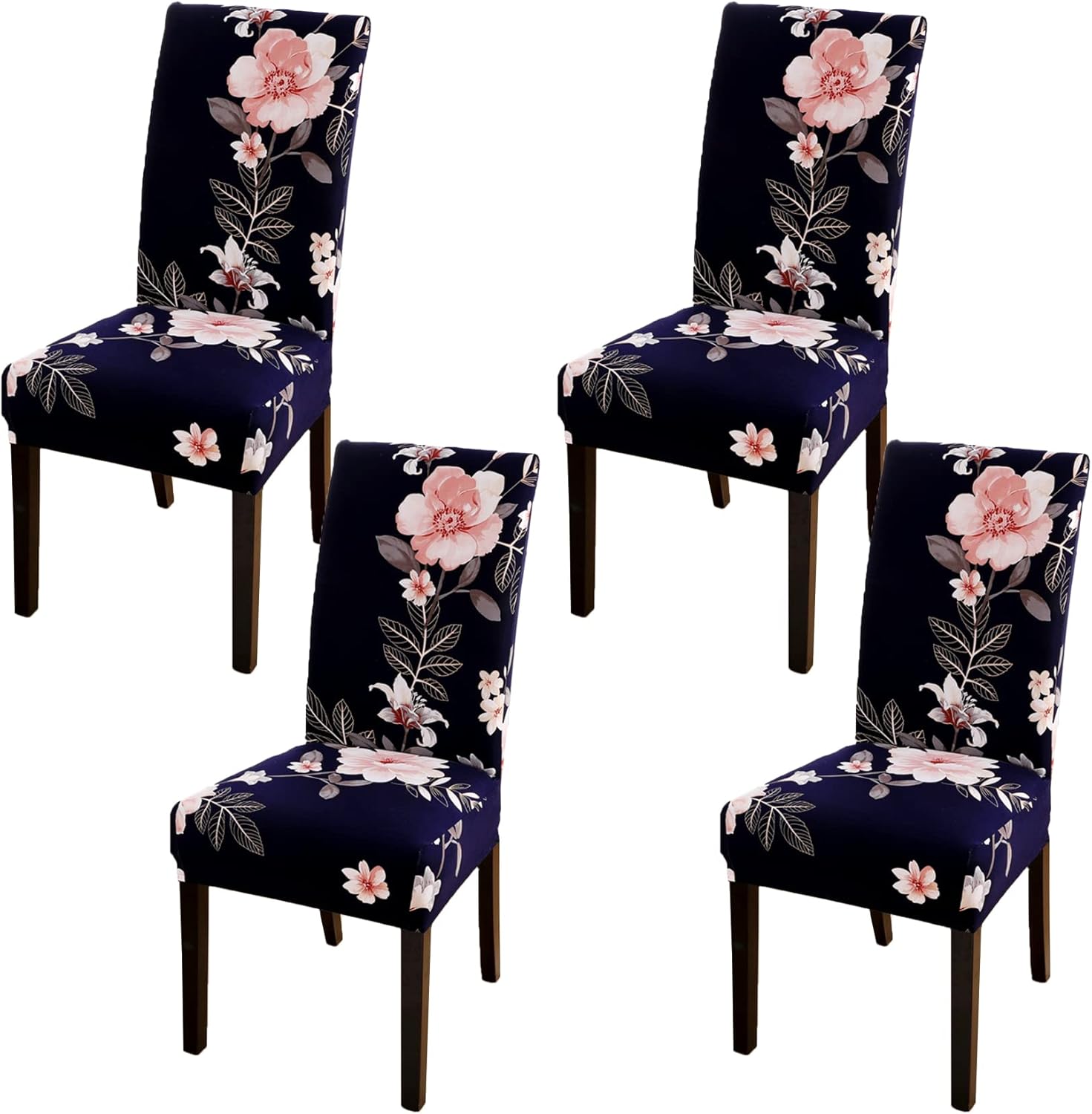 Zestaw 4 zdejmowanych, nadających się do prania elastycznych pokrowców na krzesła, ochraniaczy na krzesła do hoteli, restauracji, kuchni i wesel (wzó