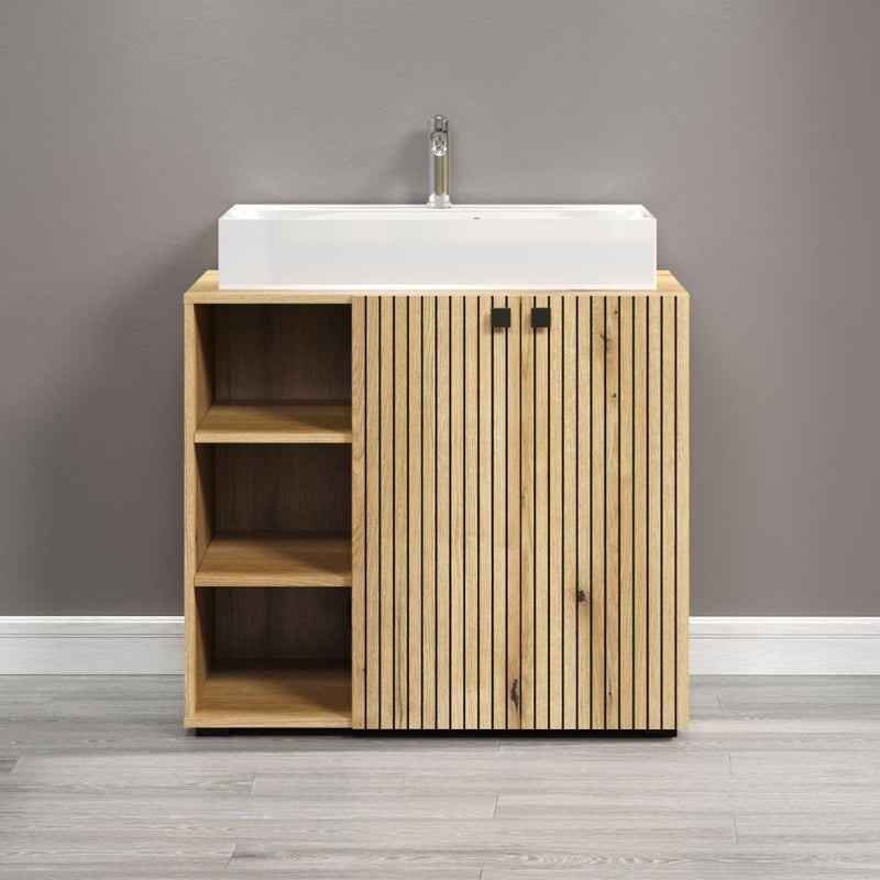 PureBliss szafka umywalkowa z umywalką dąb dekor.