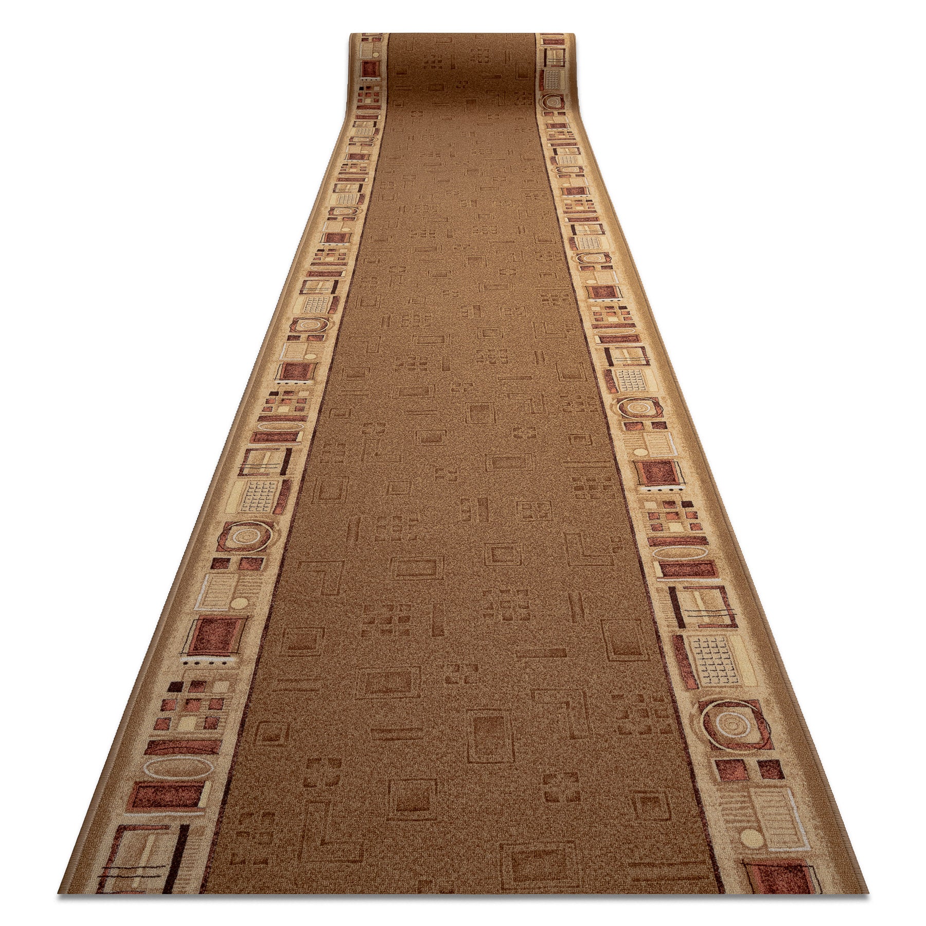 Alfombra de pasillo con refuerzo de goma jena beige 120cm 120x630 cm