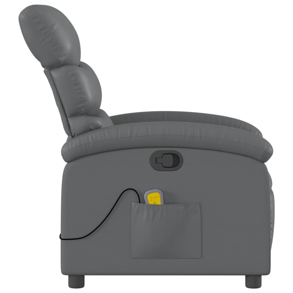Fauteuil de Salon，Chaise，Fauteuil de massage inclinable gris similicuir - 5