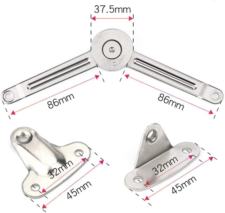 Lot de 2 compas à système d’amortissement pour abattants de portes relevables de placard de cuisine - 2