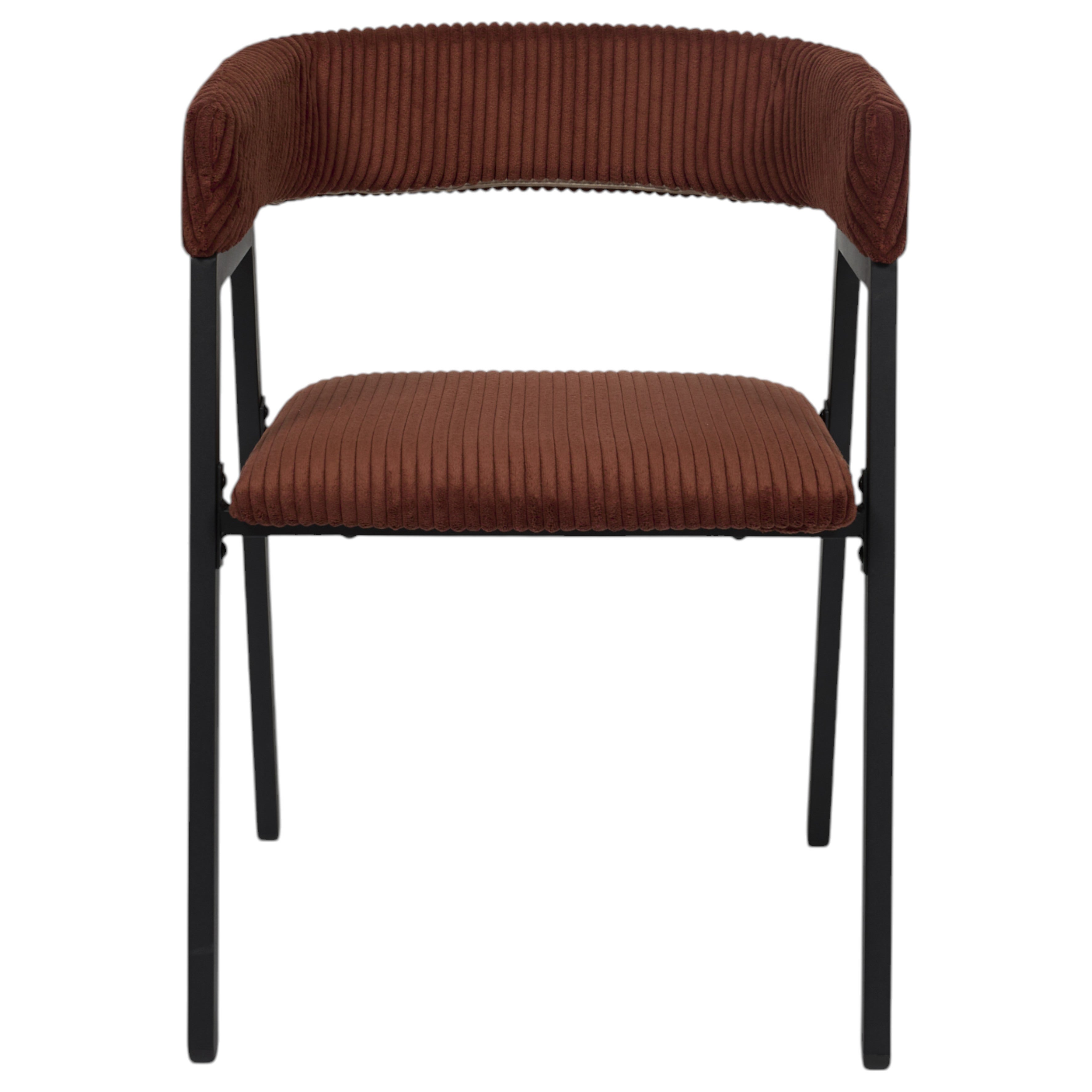 Lot De 2 Chaises - Home Deco Factory - Scott - Design - Côtelé - Rouge Et Noir - 2