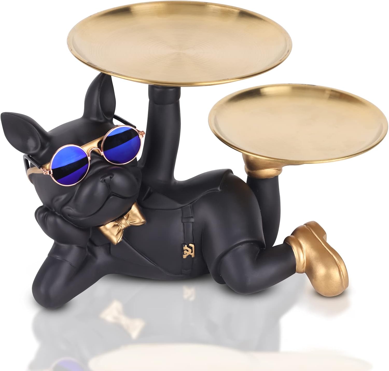 Brelok z buldogiem: Kreatywna miska na wejście, figurki psów do dekoracji domu, figurka buldoga francuskiego