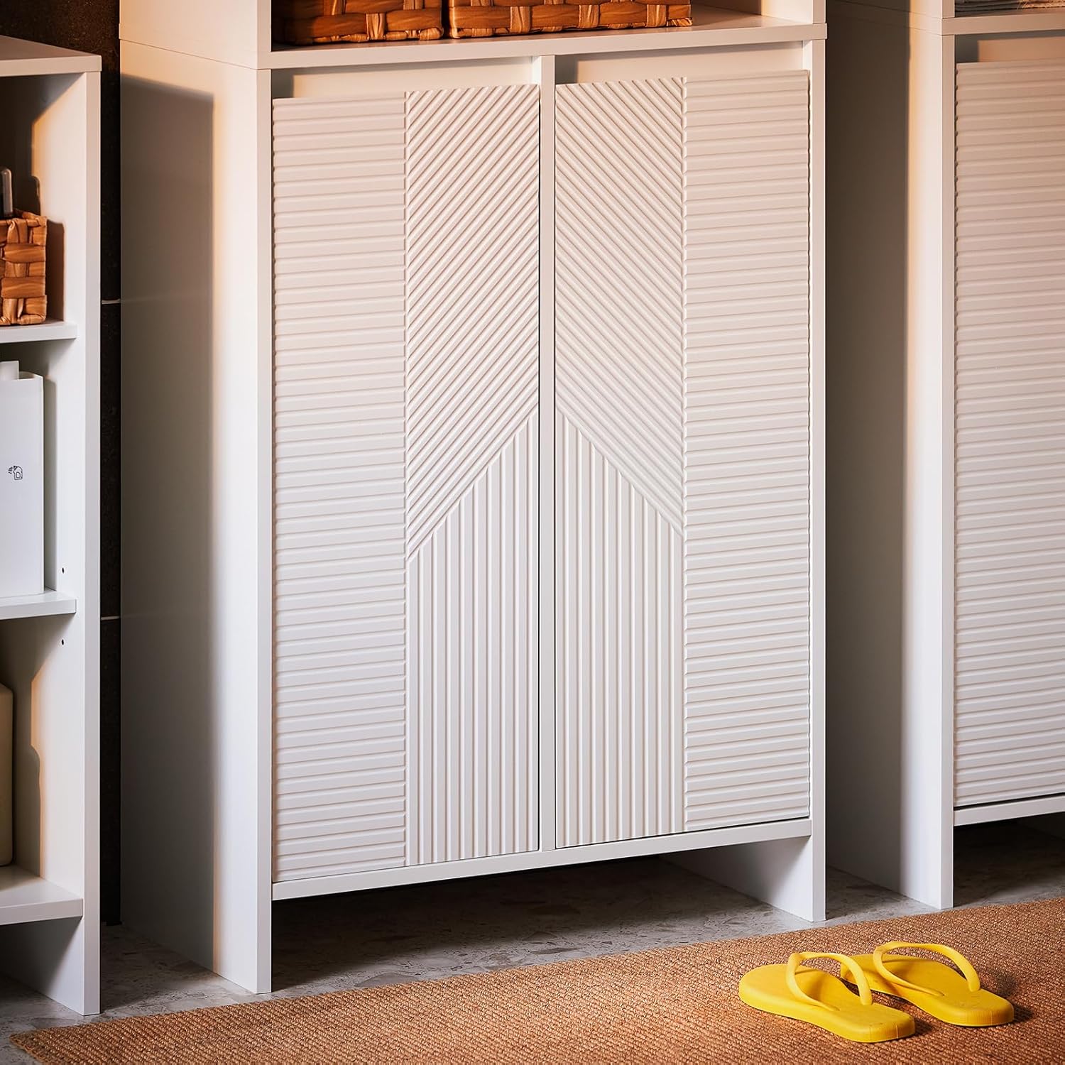 Armario Alto de Baño Ancho con Cesto para Ropa Sucia BZR155-W SoBuy ES - 5