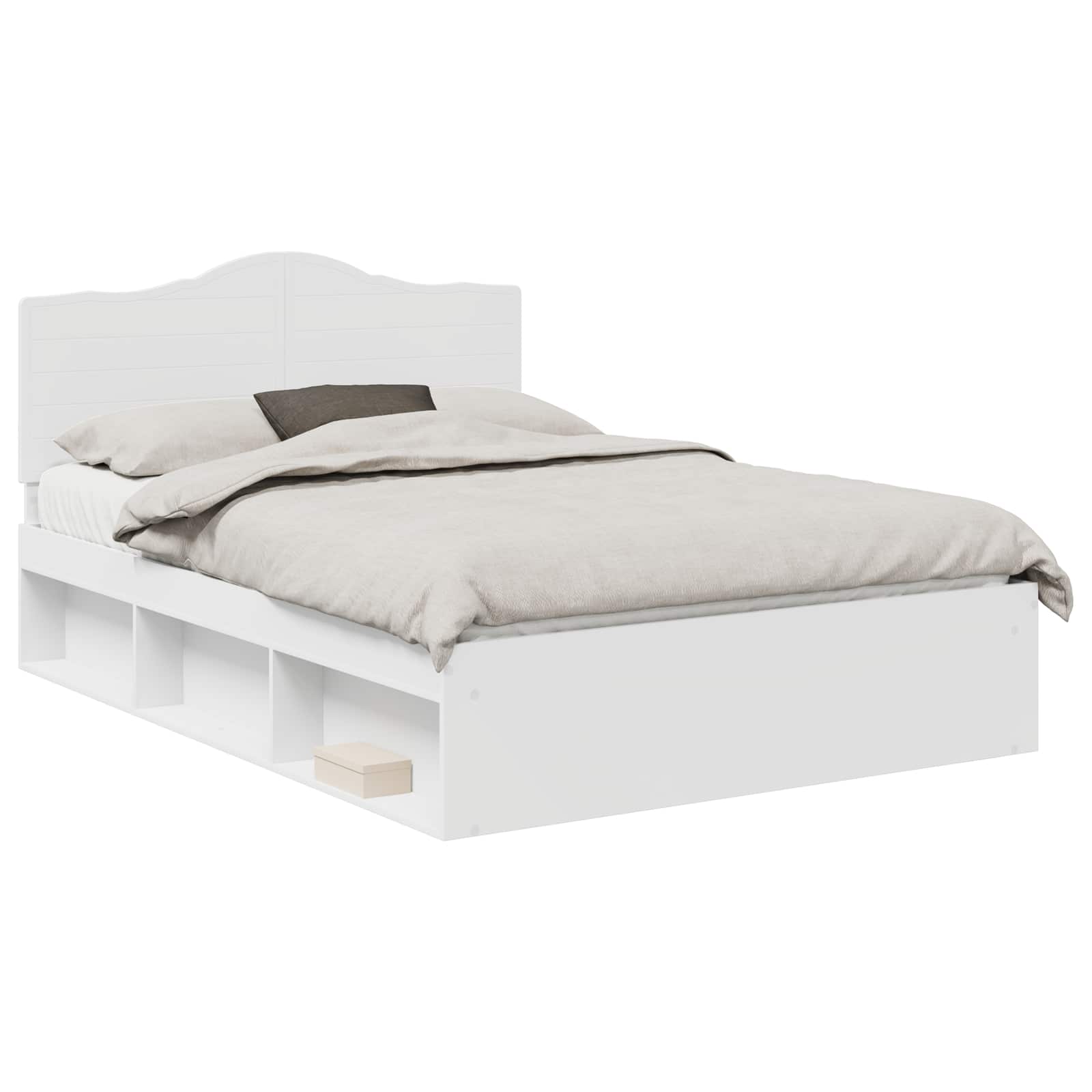 Cadre de lit avec tête de lit blanc 140 x 190 cm en pin massif - 2