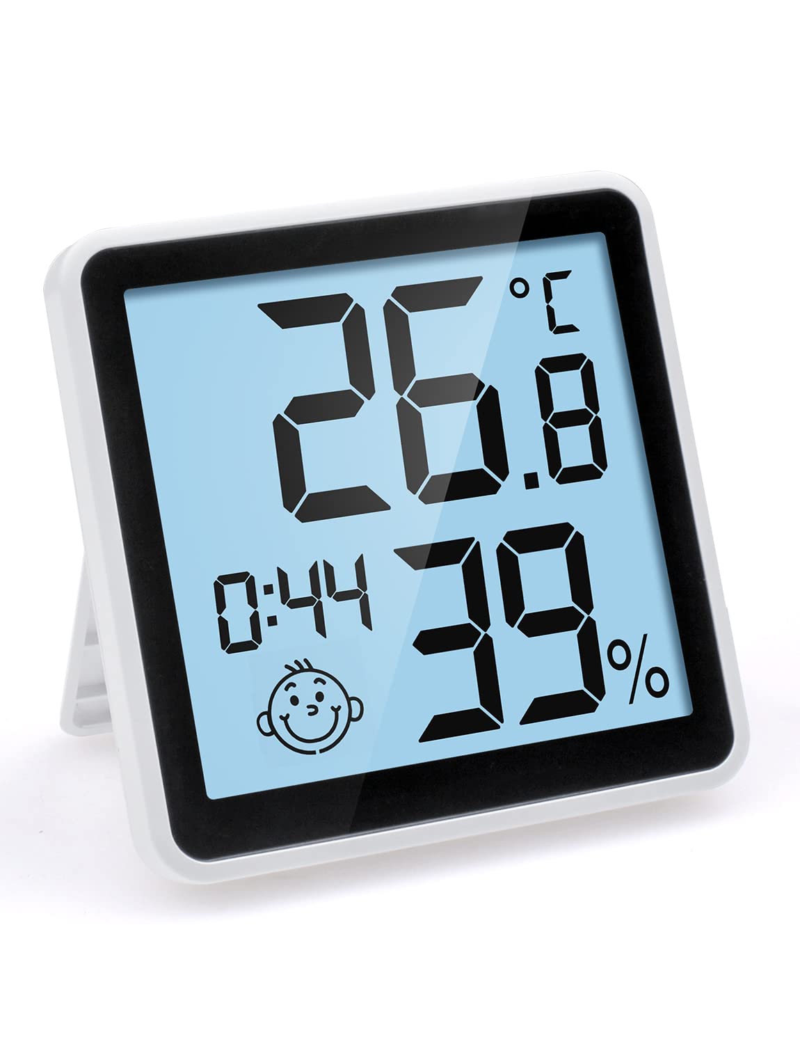 Cyfrowy termohigrometr z czujnikiem światła, dużym ekranem LCD, zegarem i podświetleniem