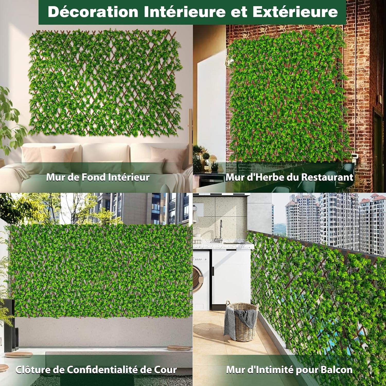 Pianta Finta da Esterno ed Interno, Pianta Artificiale per Decorazione Festa e Matrimonio da Salotto, Balcone e Giardino, Siepe Artificiale ed - 8