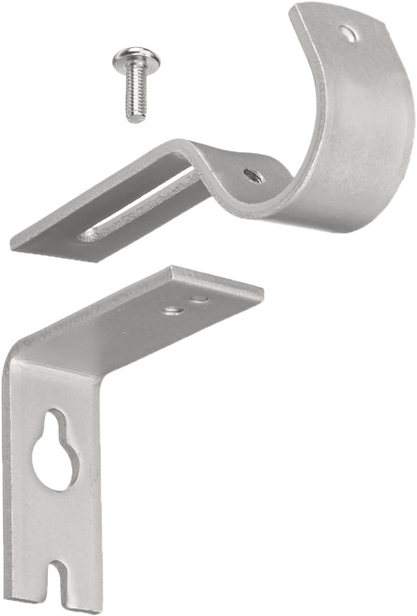 Zestaw 2 wytrzymałych i regulowanych haczyków ściennych do karniszy 2,5 cm (1 cal), kolor srebrny nikiel - 3