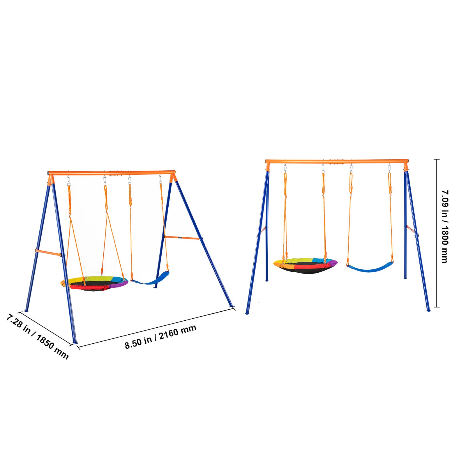 Ensemble de balançoires en A,SucceBuy capacité de 440 lb,1 soucoupe et 1 balançoire à ceinture,métal robuste,corde réglable - 2