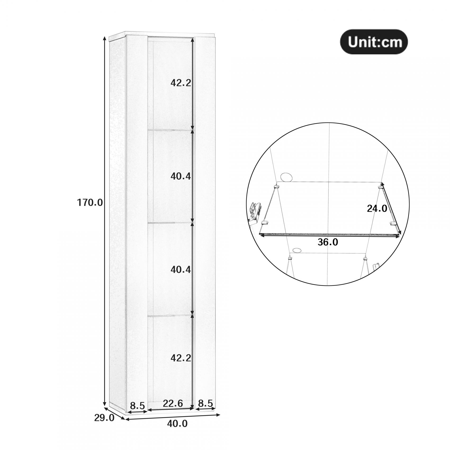 Wielofunkcyjna witryna LED 40×29×170 cm – nowoczesny ekspozytor z kolorowym oświetleniem, pilotem i akrylowymi panelami - 5