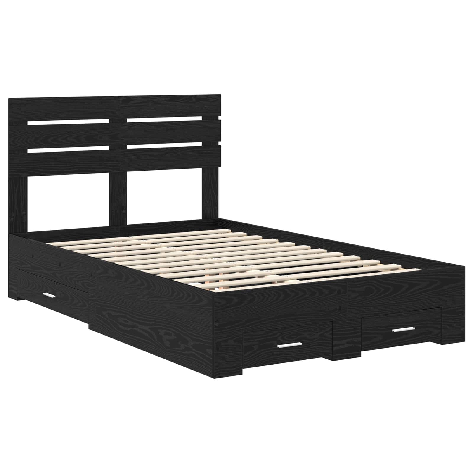 Cadre de lit en panneau de bois, chêne noir, pour la chambre, 135 × 190 cm - 4