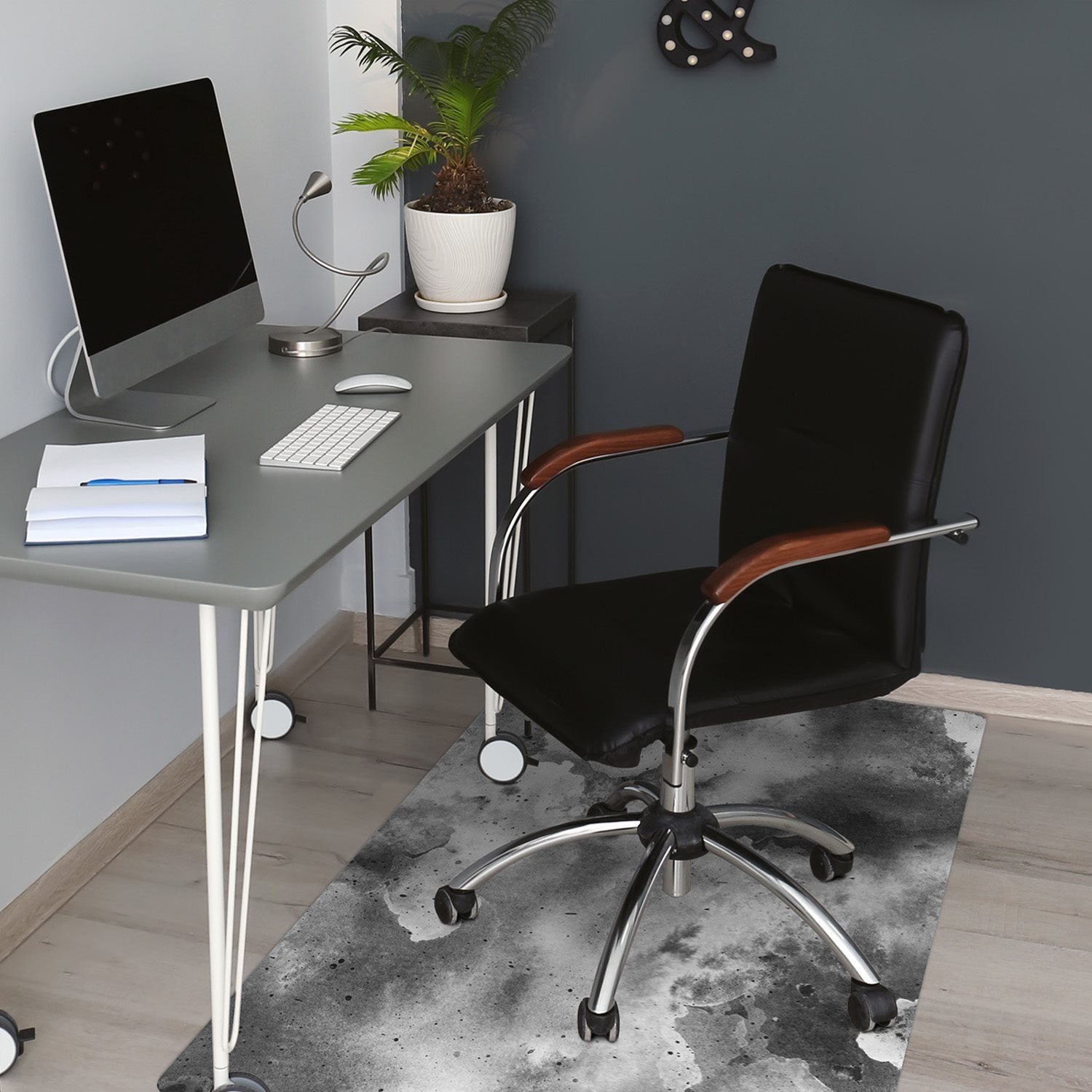 Mata pod krzesło komputerowe, Pojedynczy kolor marmurowa tekstura 120x90 cm – Tulup - 4