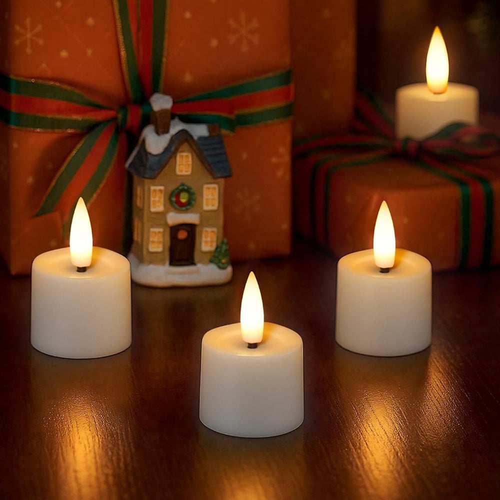 Juego de 6 velas LED sin llama: decoración para interiores y exteriores, fiestas navideñas, ambiente mágico, sin llama. - 6