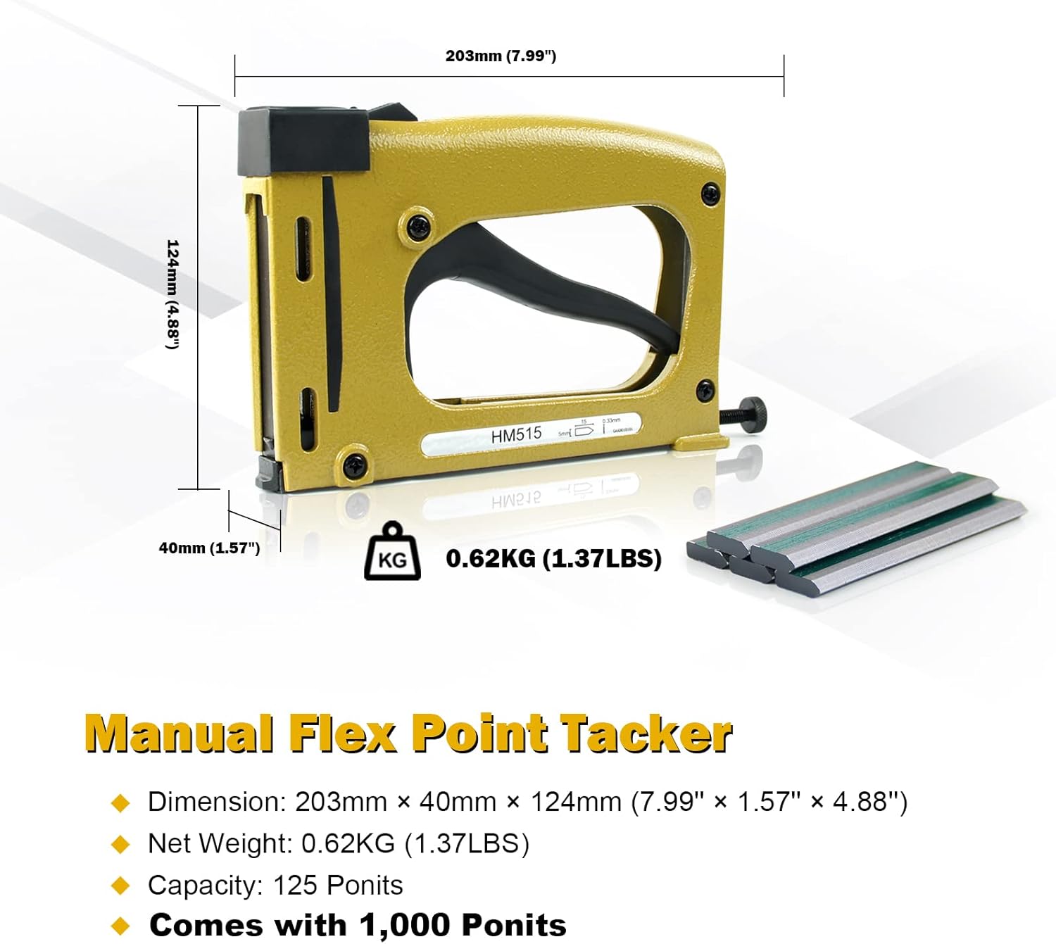 Chiodatrice manuale HM515 con chiodi flessibili e 1000 chiodi per il fissaggio delle parti del pannello posteriore - 2