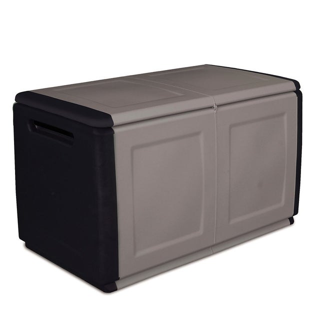 Cassapanca Da Esterno 280 Litri Effetto Legno - In Resina Antracite, 117x45x56cm, UV Resistente - Foto 2