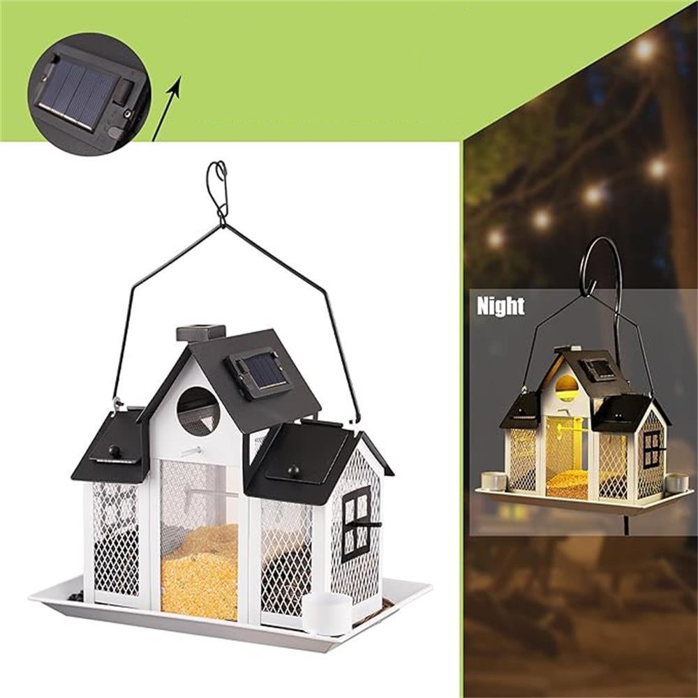 Mangeoire Solaire Pour Oiseaux à Suspendre En Métal étanche Pour L'extérieur - Lanterne De Jardin - Décoration De Cour - Résistant Aux Intempéries - Cadeau Pour Les Amateurs D'oiseaux