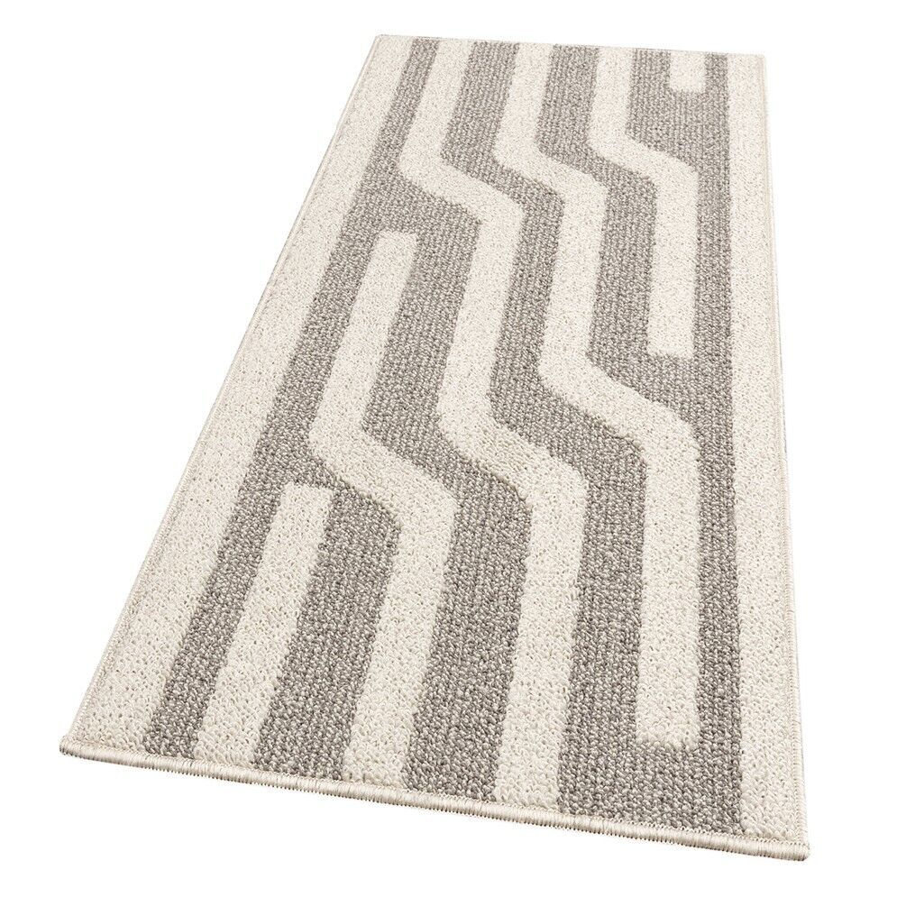 Dywanik Kuchenny W Paski 57x115 Cm 3D Miękki Obramowany Absorbent Antypoślizgowy Beżowy