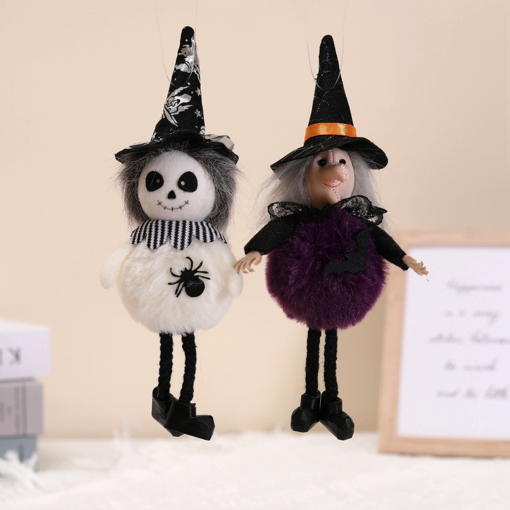 2 szt. wiszące dekoracje na Halloween, czarownica pająk nietoperz wiszące ozdoby na imprezę w nawiedzonym domu ogród