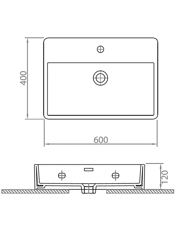 Lavabo bagno sospeso 60 cm in ceramica bianca | Litos-CN60 kamalu - 2