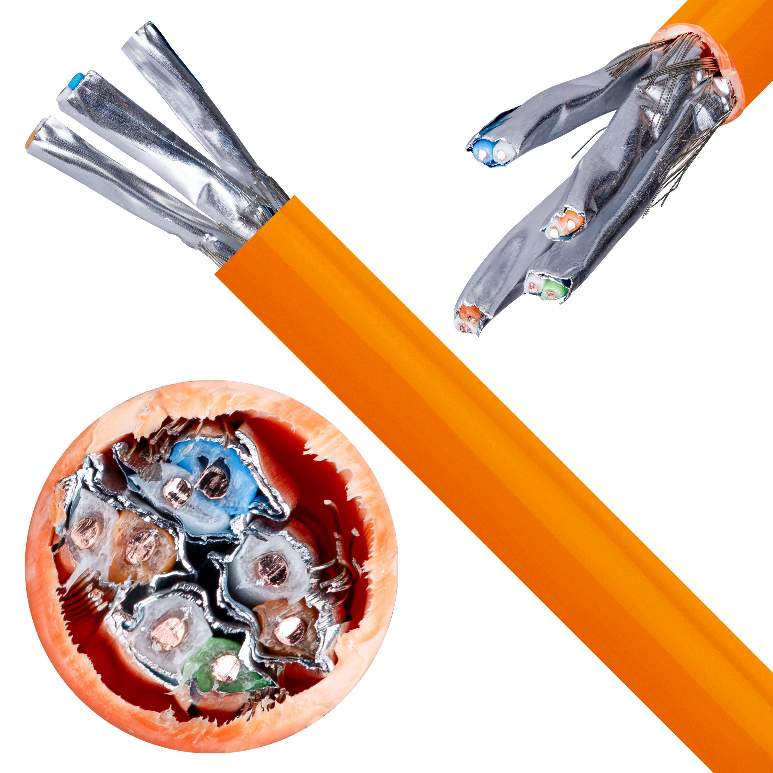 Kabel sieciowy S/FTP kat.7 skrętka 4x2x0,57mm wewnętrzny Dca bezhalogenowy LSOH pomarańczowy DIGITUS 500m