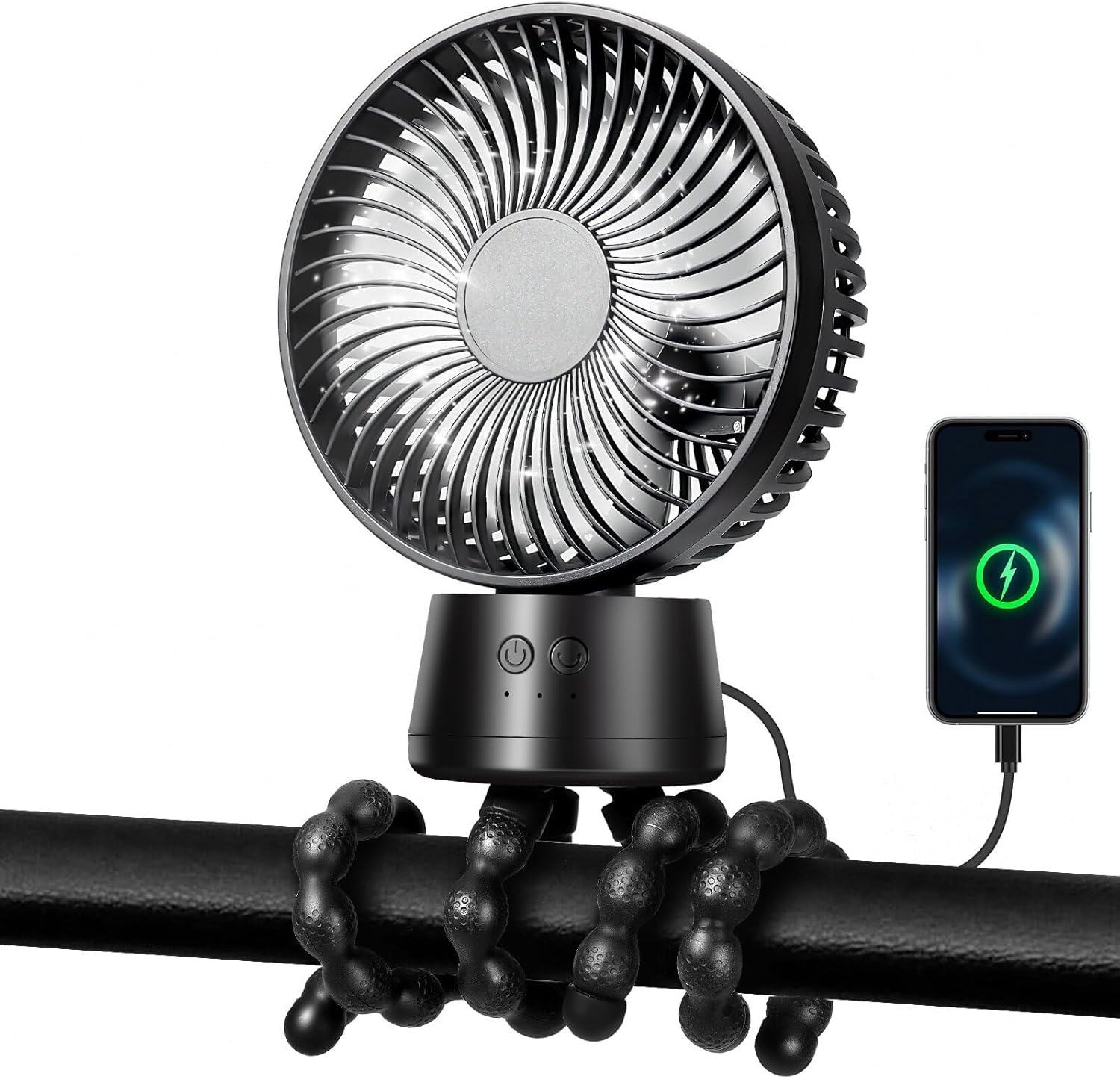 Mini ventilatore USB da scrivania, Rotazione di 360° Portatile Fan con 3 Velocità, Luce LED, Ricaricabile Ventilatore da Tavolo Silenzioso per Ufficio/Scrivania/Casa/Letto/Viaggio/Passeggino, Rosa