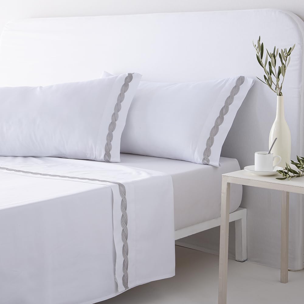 Cotton artean - juego de sábanas satén algodón egipcio 300 blanco olarizu 280x260 cama 200