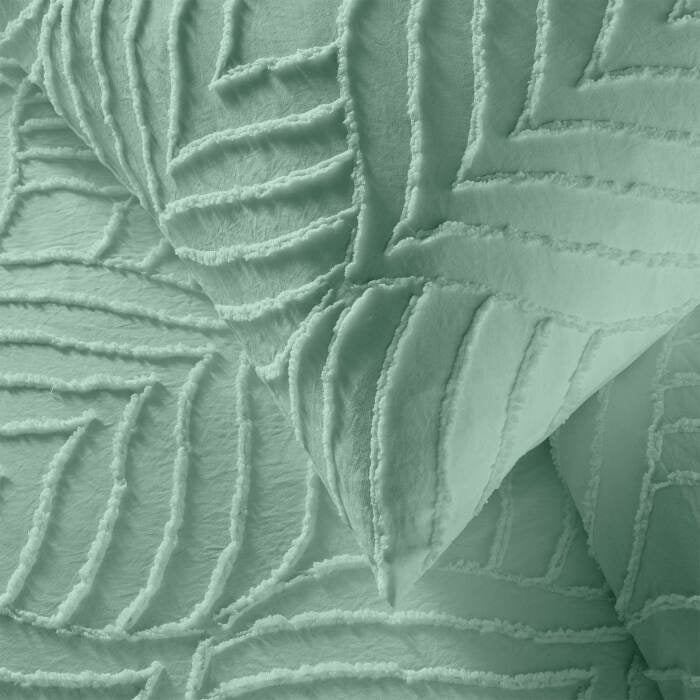 Housse de couette 240 x 220 cm microfibre unie tuftee heltie Sauge - 3
