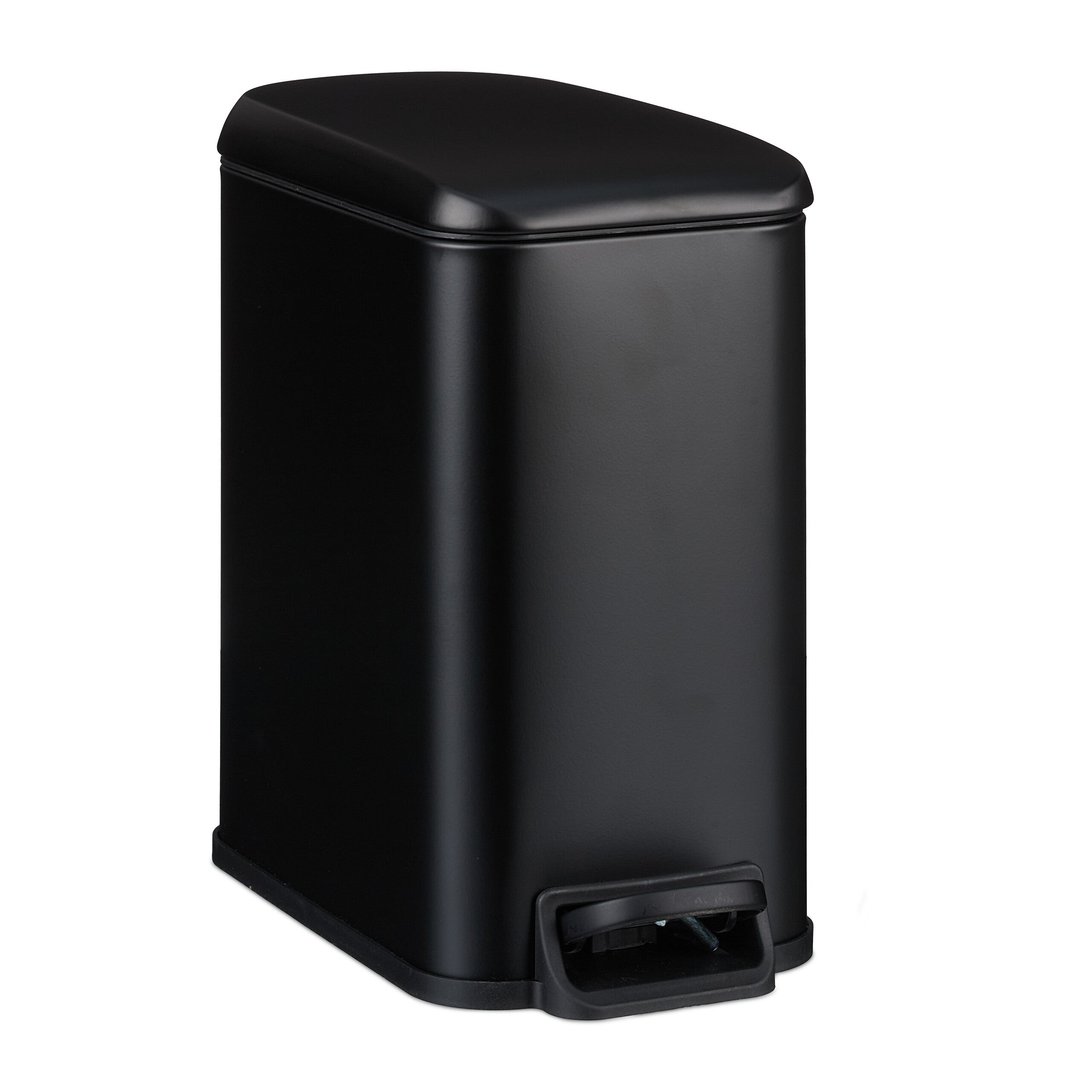 Poubelle Murale Salle De Bain 3L Relaxdays - Acier Noir Avec Frein De Chute Et Seau Amovible