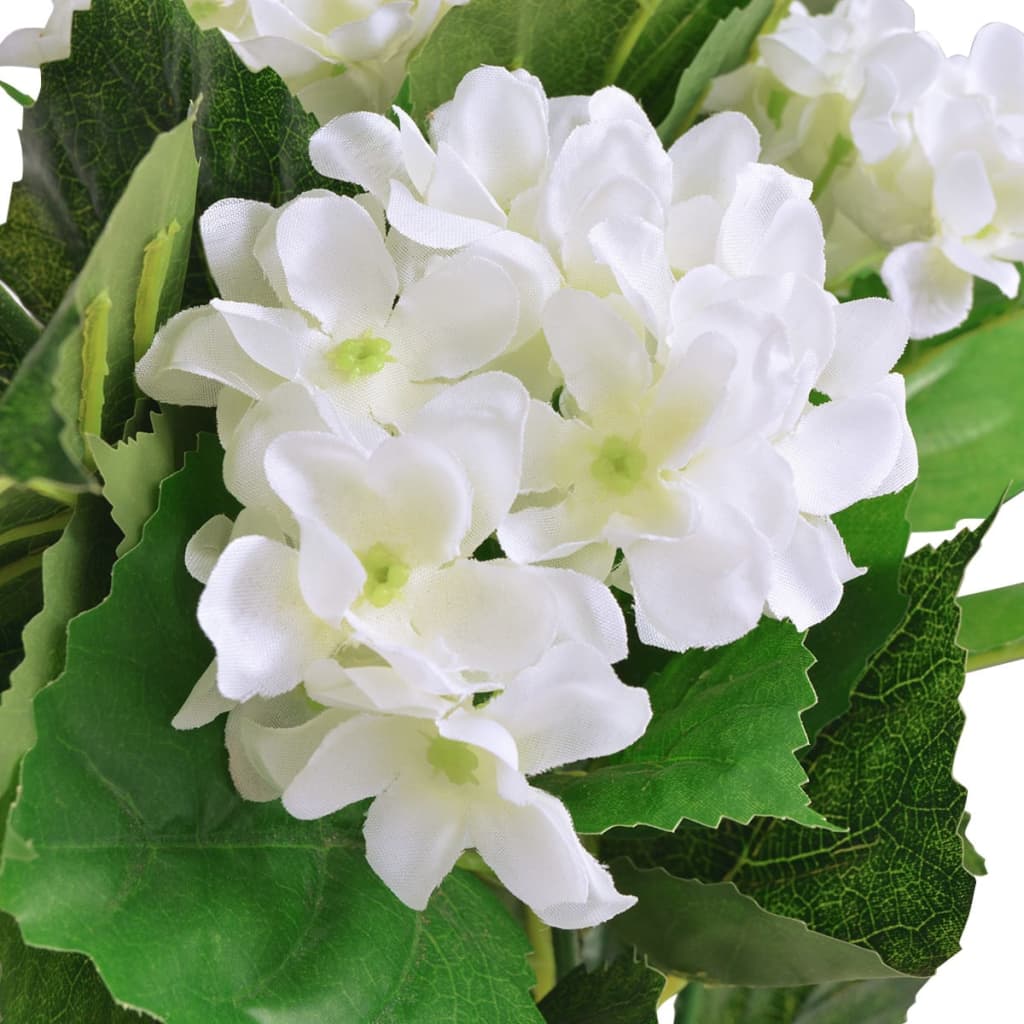 The Living Store - Plante hortensia artificielle avec pot 60 cm Blanc - 2