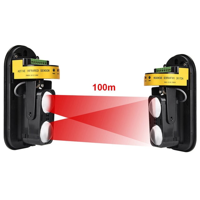 Alarme anti-intrusion extérieure à faisceau infrarouge, détecteur longue portée, AC12-18V/DC12-24V, 100 m/328,1 pi