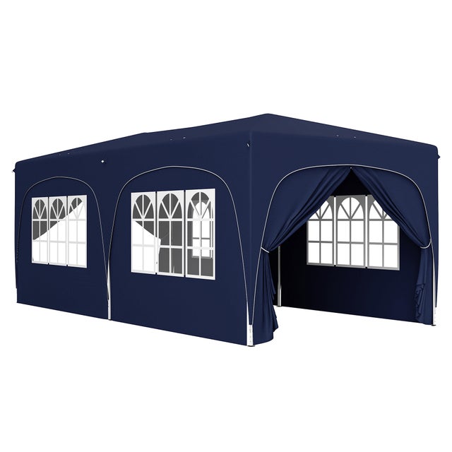 Tendone Pop-up 3x6m, Blu, Resistente all'Acqua, Invernale, UV 50+, Tenda da Giardino Pieghevole con 6 Pareti e Borsa di Trasporto
