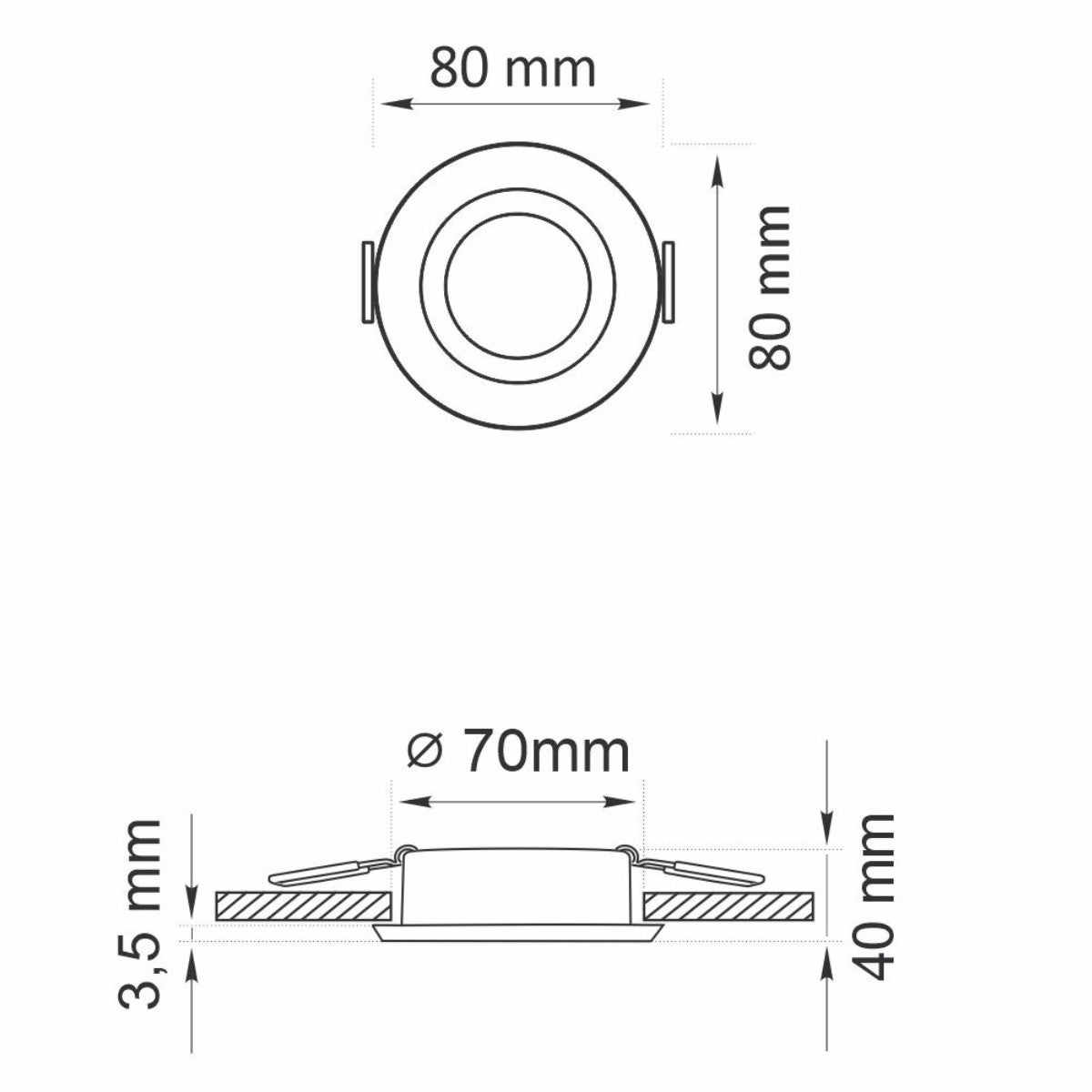 Oprawa sufitowa wpuszczana podtynkowa Boras biały matowy 1xMR16x8W okrągła IP44 wym: 4 x 8 x 8 cm aluminium Polux - 5